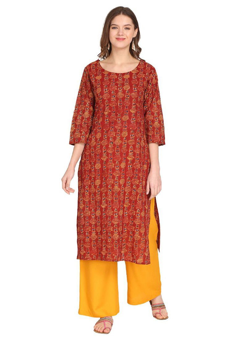 MOSKY KURTI Latest Hit Designer Fancy Ethnic Regular Wear Cotton Printed Kurti And Palzzo Stylish Collection